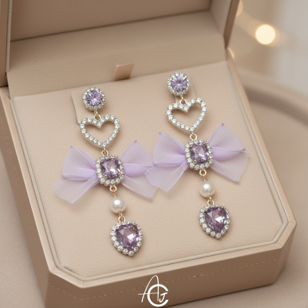 Bow The Heart Crystal Earrings