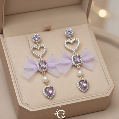 Bow The Heart Crystal Earrings