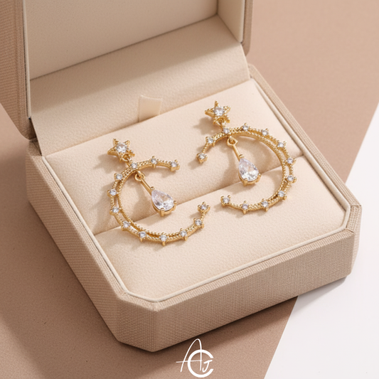 Bling Semicircle Drop Earrings