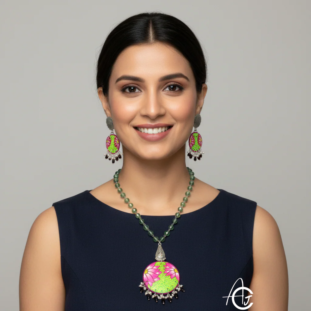 Statement Necklace Set, Handpainted : Handmade