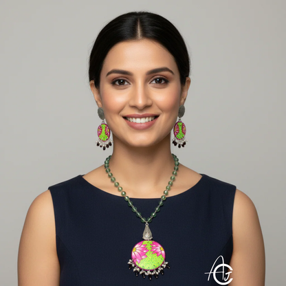 Statement Necklace Set, Handpainted : Handmade