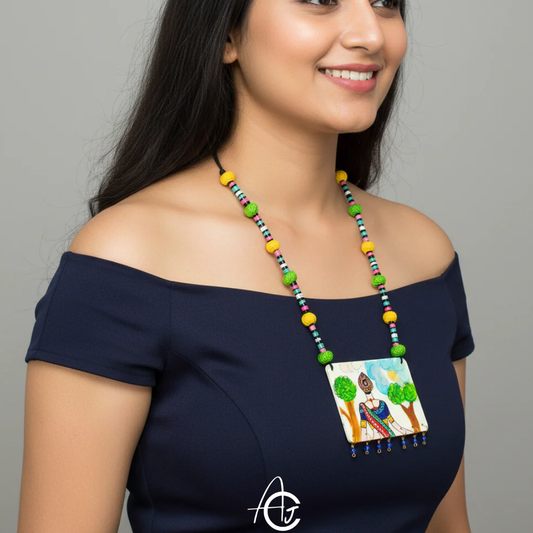 Statement Necklace, Handpainted  : Handmade