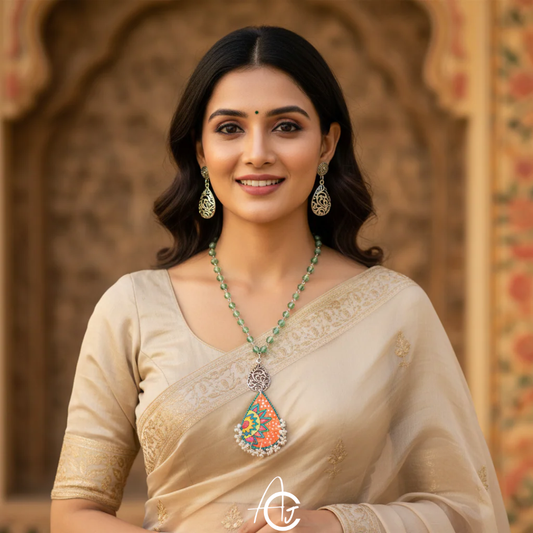 Statement Necklace set, Handpainted : Handmade