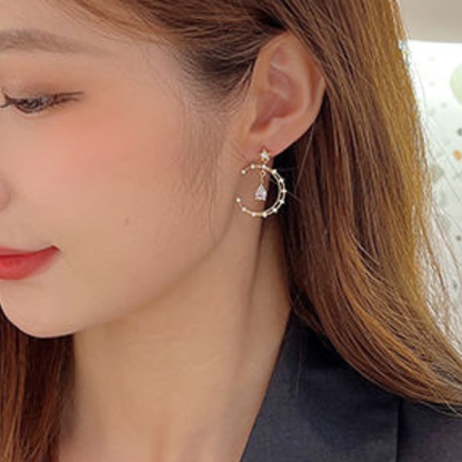 Bling Semicircle Drop Earrings
