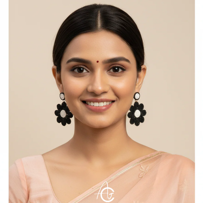 Beads Embroidered Earrings : Handmade