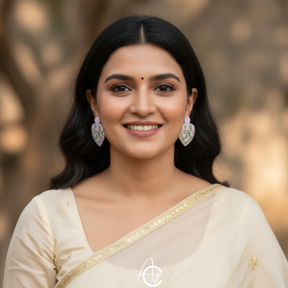 Beads Embroidered Earrings : Handmade