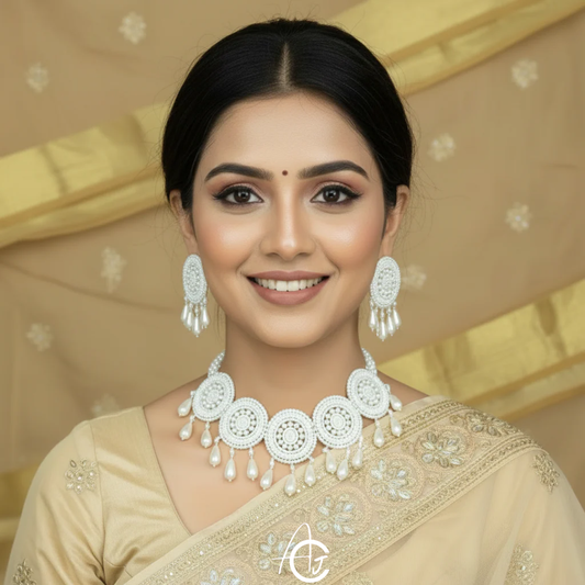 Beads Embroidered Necklace Set  : Handmade