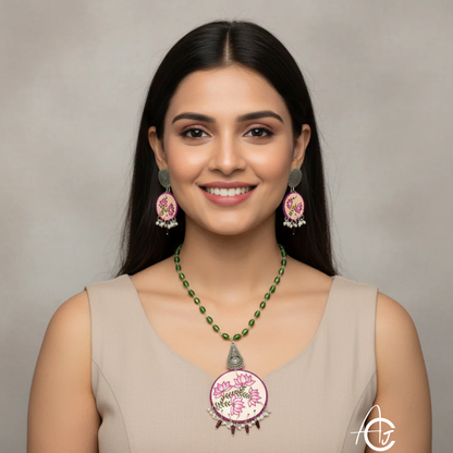 Statement Necklace Set, Handpainted  : Handmade