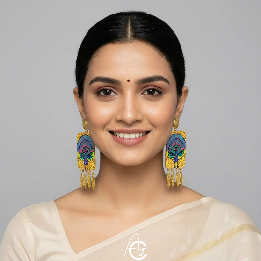Statement Earrings, Handpainted : Handmade