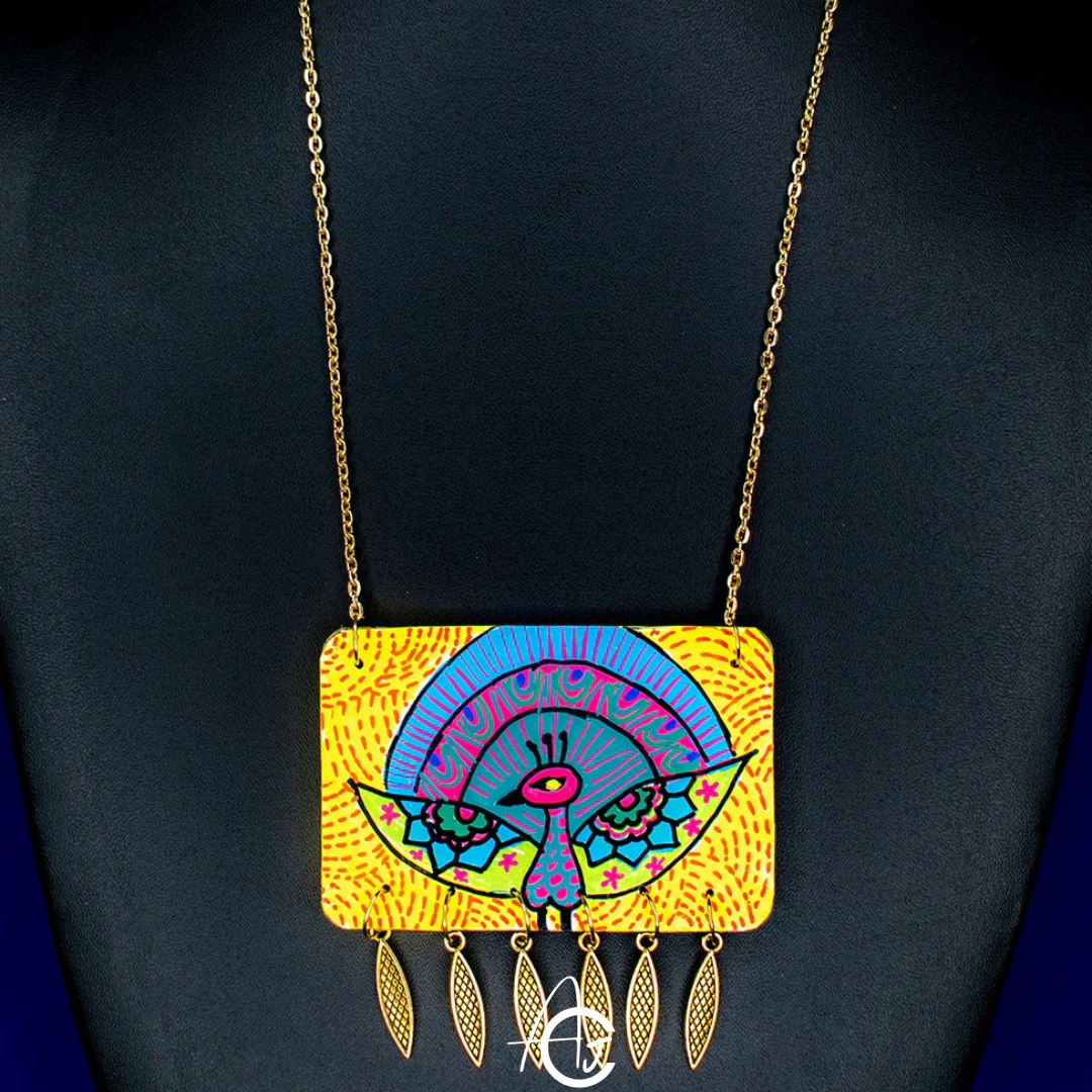 Statement Necklace, Handpainted : Handmade