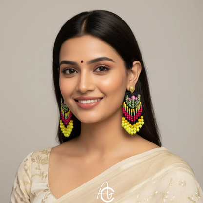Fabric Earrings, Handpainted : Handmade