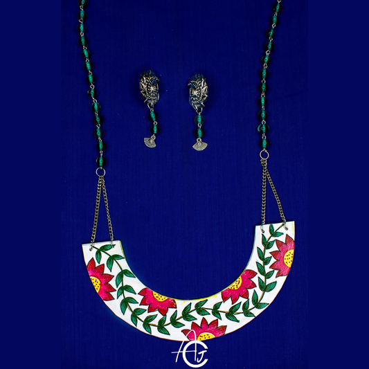 Statement Necklace set, Handpainted : Handmade