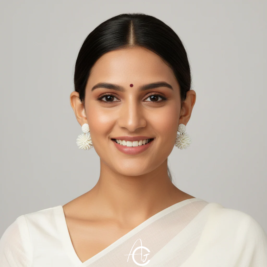 Beads Embroidered Earrings : Handmade