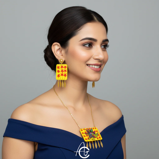 Statement Necklace Set, Handpainted : Handmade