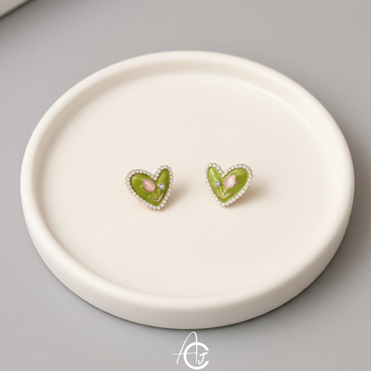 Floral Hearty Green Earrings