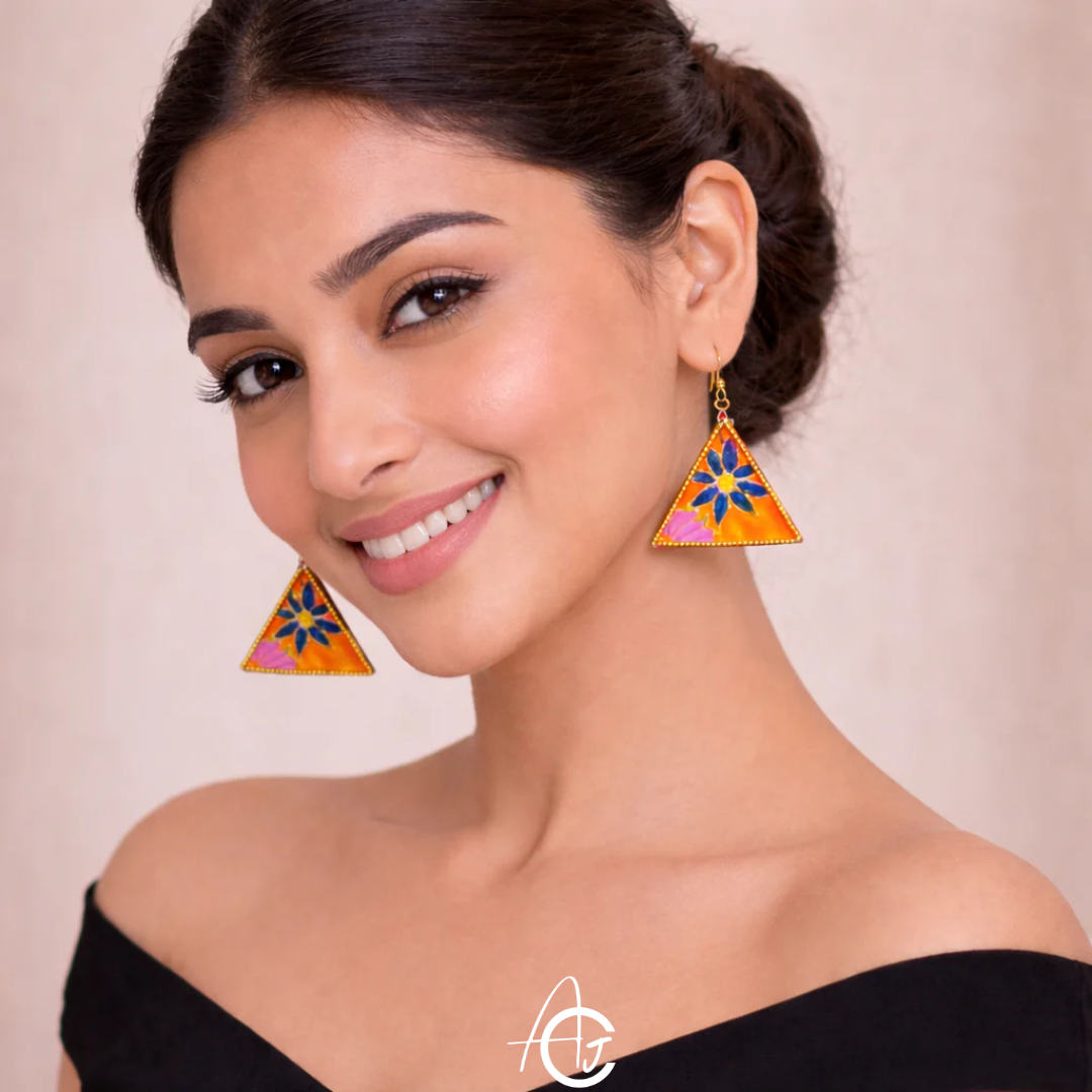 Satement Earrings, Handpainted : Handmade