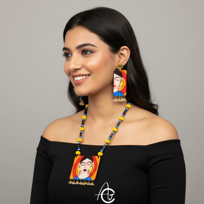 Statement Necklace Set, Handpainted : Handmade