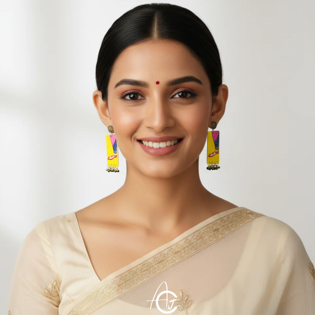 Statement Earrings, Handpainted : Handmade