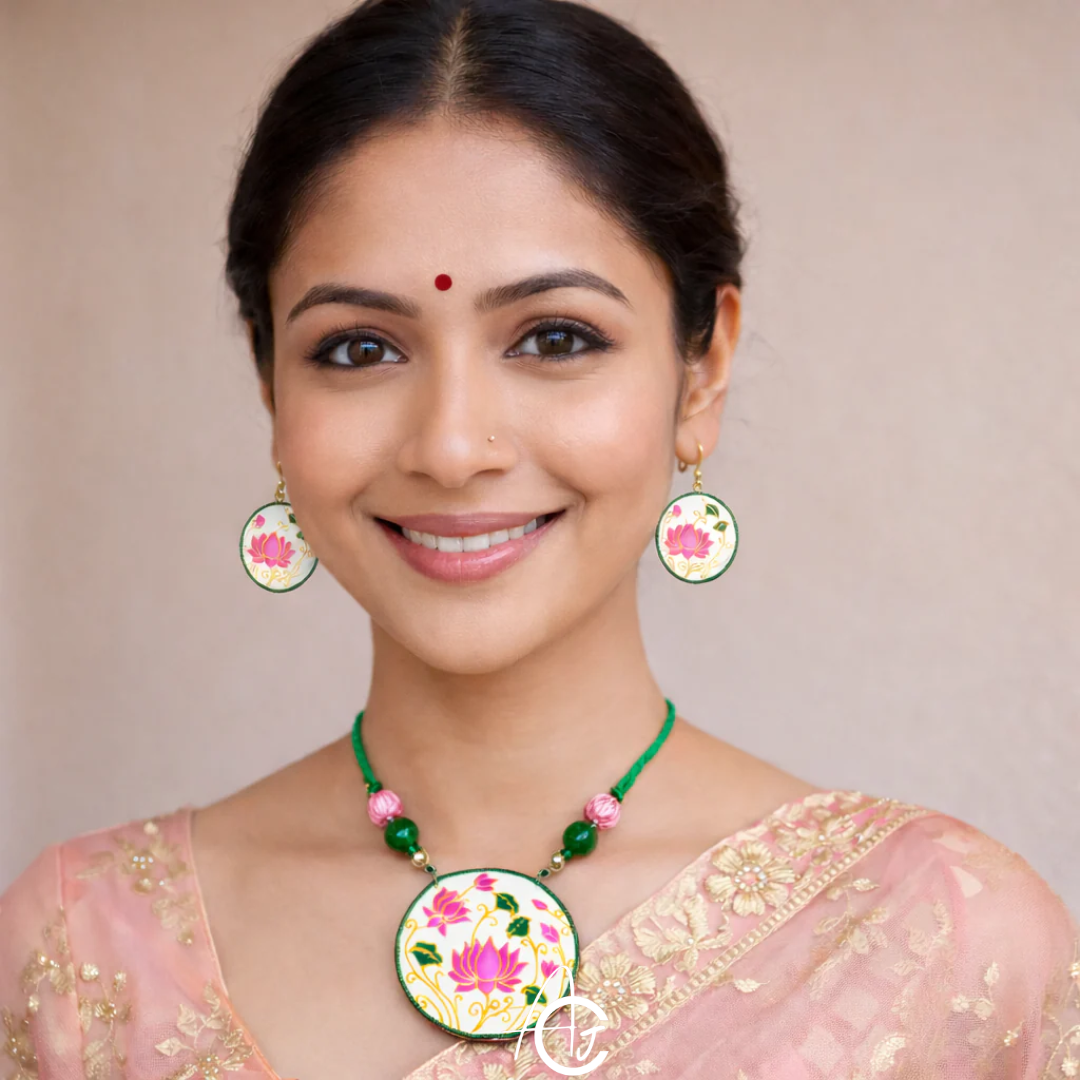 Statement Necklace set, Handpainted : Handmade