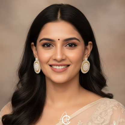 Beads Embroidered Earrings : Handmade