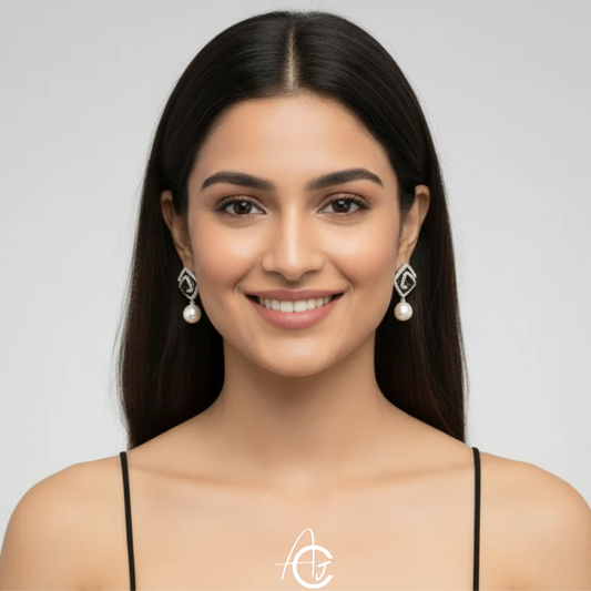 Bling Pearl Drop Earrings