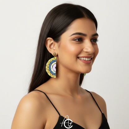Statement Earrings, Handpainted : Handmade