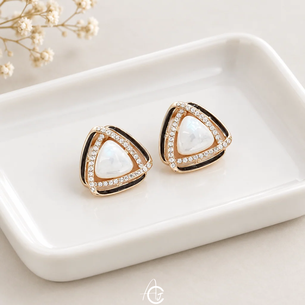 Bling Pearl Enamel Earrings
