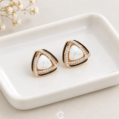 Bling Pearl Enamel Earrings