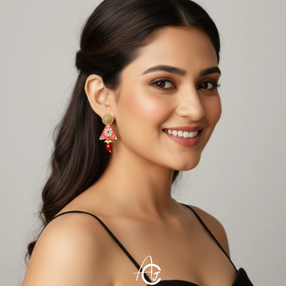 Statement Earrings, Handpainted : Handmade