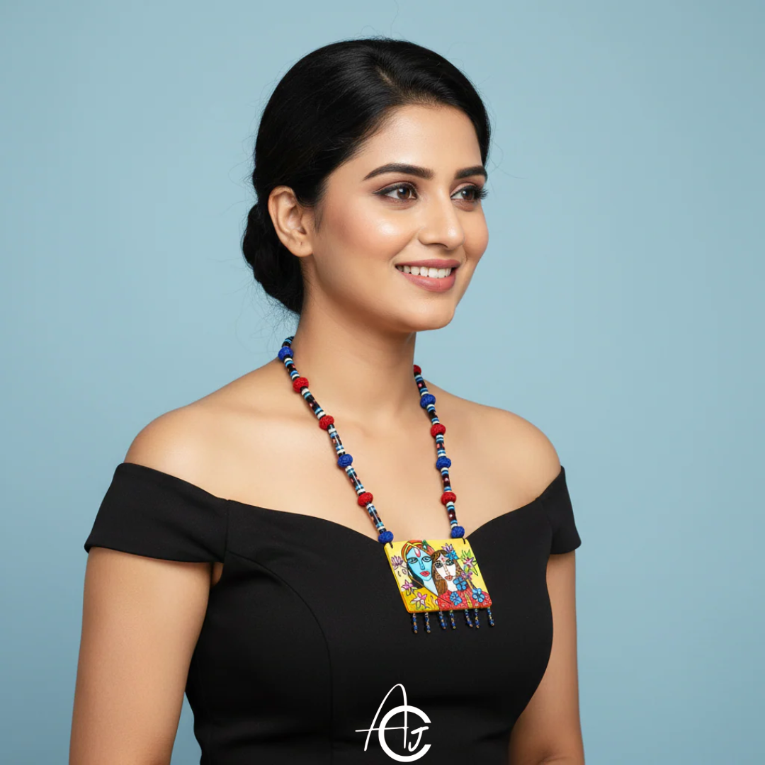 Statement Necklace, Handpainted : Handmade