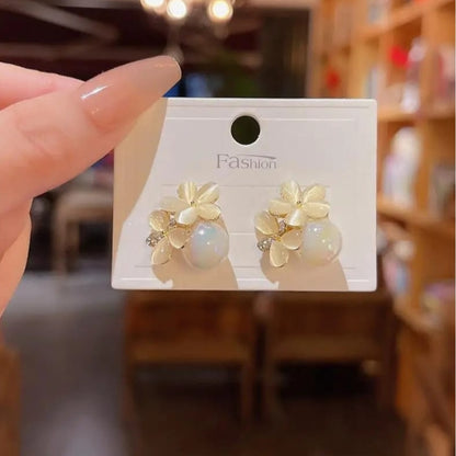 Floral Pearl Stud Earrings