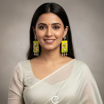 Statement Earrings, Handpainted : Handmade