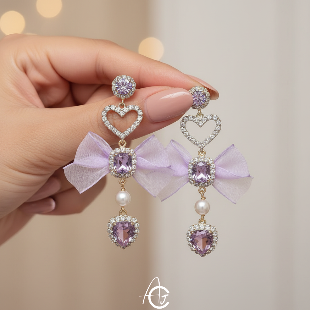 Bow The Heart Crystal Earrings