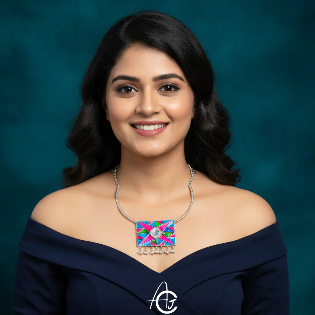 Statement  Necklace, Handpainted : Handmade