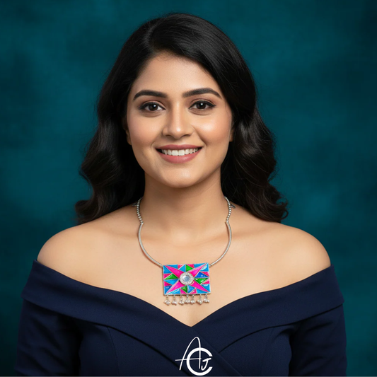 Statement  Necklace, Handpainted : Handmade