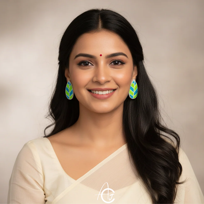 Beads Embroidered Earrings : Handmade