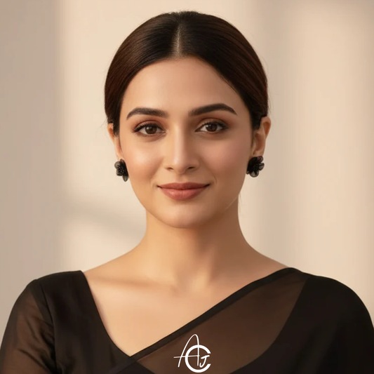 Flower Earrings Black