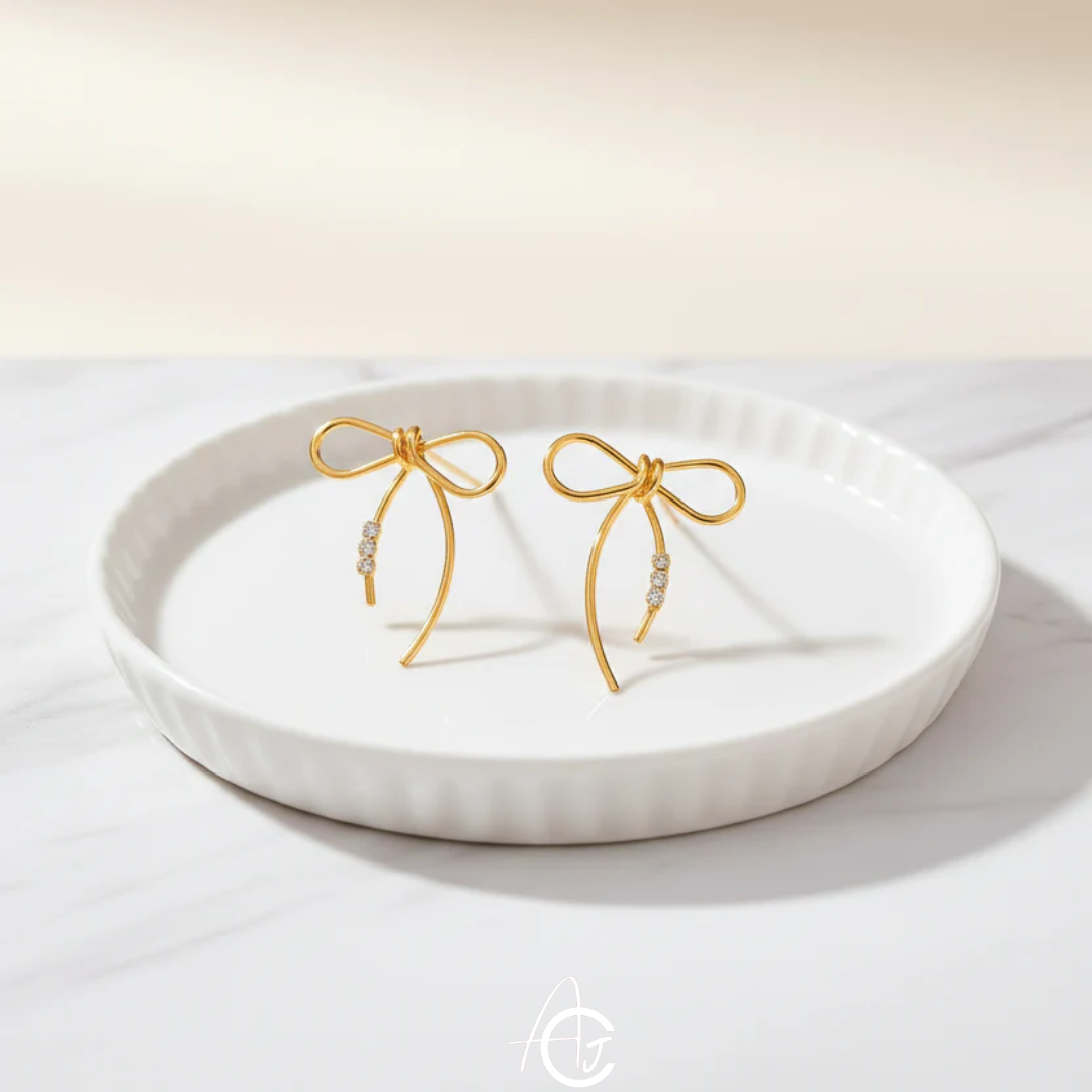 Golden Big Bow Earrings