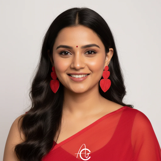 Beads Embroidered Earrings : Handmade