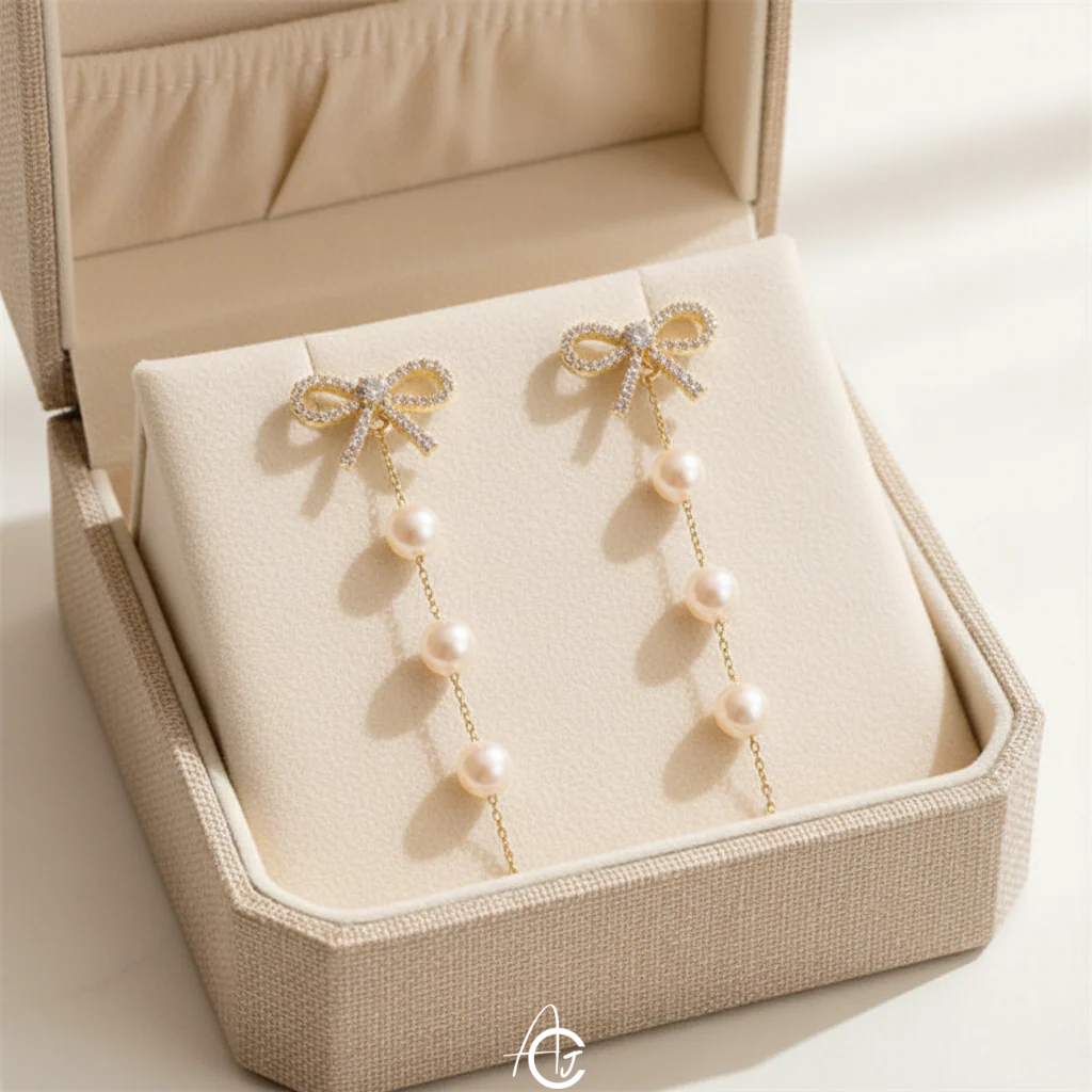 Bling Bow Drop Earrings
