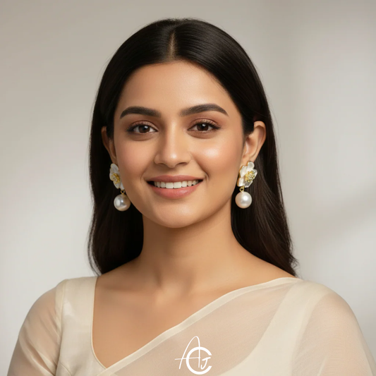 Pearl and Flower Earrings
