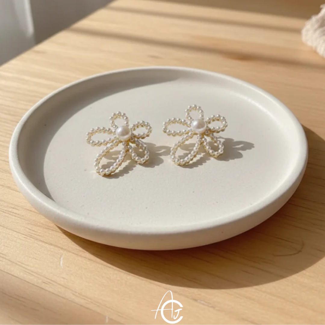 Pearl Flower Statement Earrings
