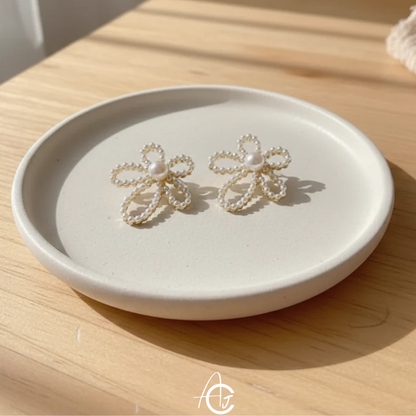 Pearl Flower Statement Earrings