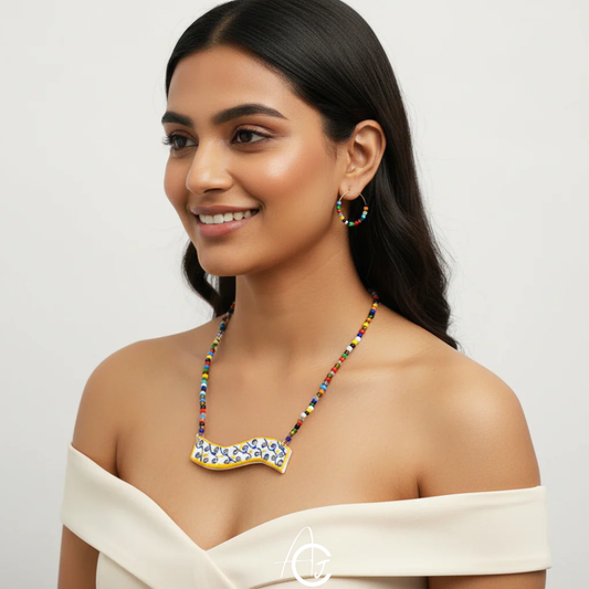 Statement Necklace set, Handpainted : Handmade