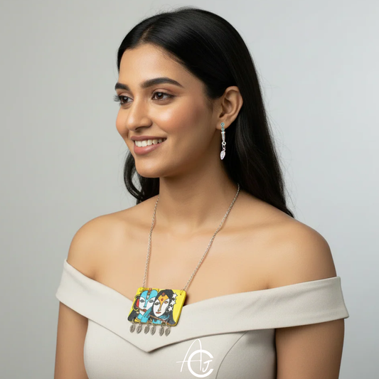 Statement Necklace Set, Handpainted : Handmade