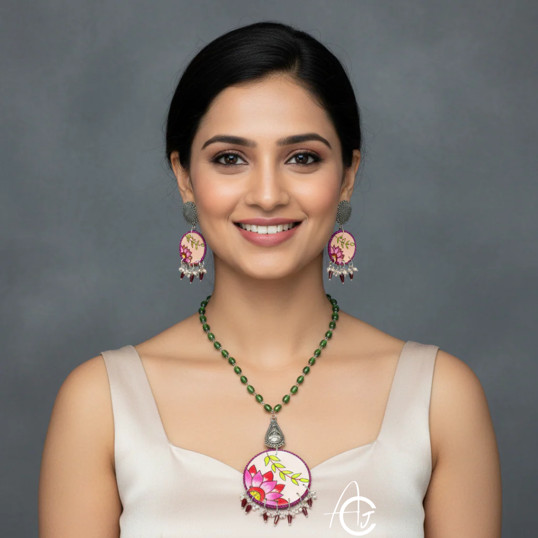 Statement Necklace Set, Handpainted : Handmade