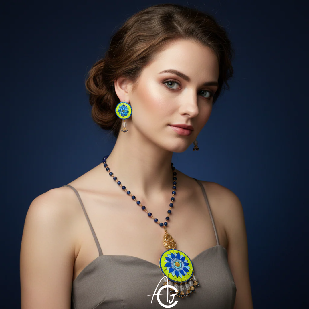 Statement Necklace Set, Handpainted : Handmade