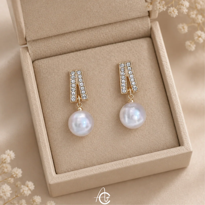 Drop And Pearl Earrings
