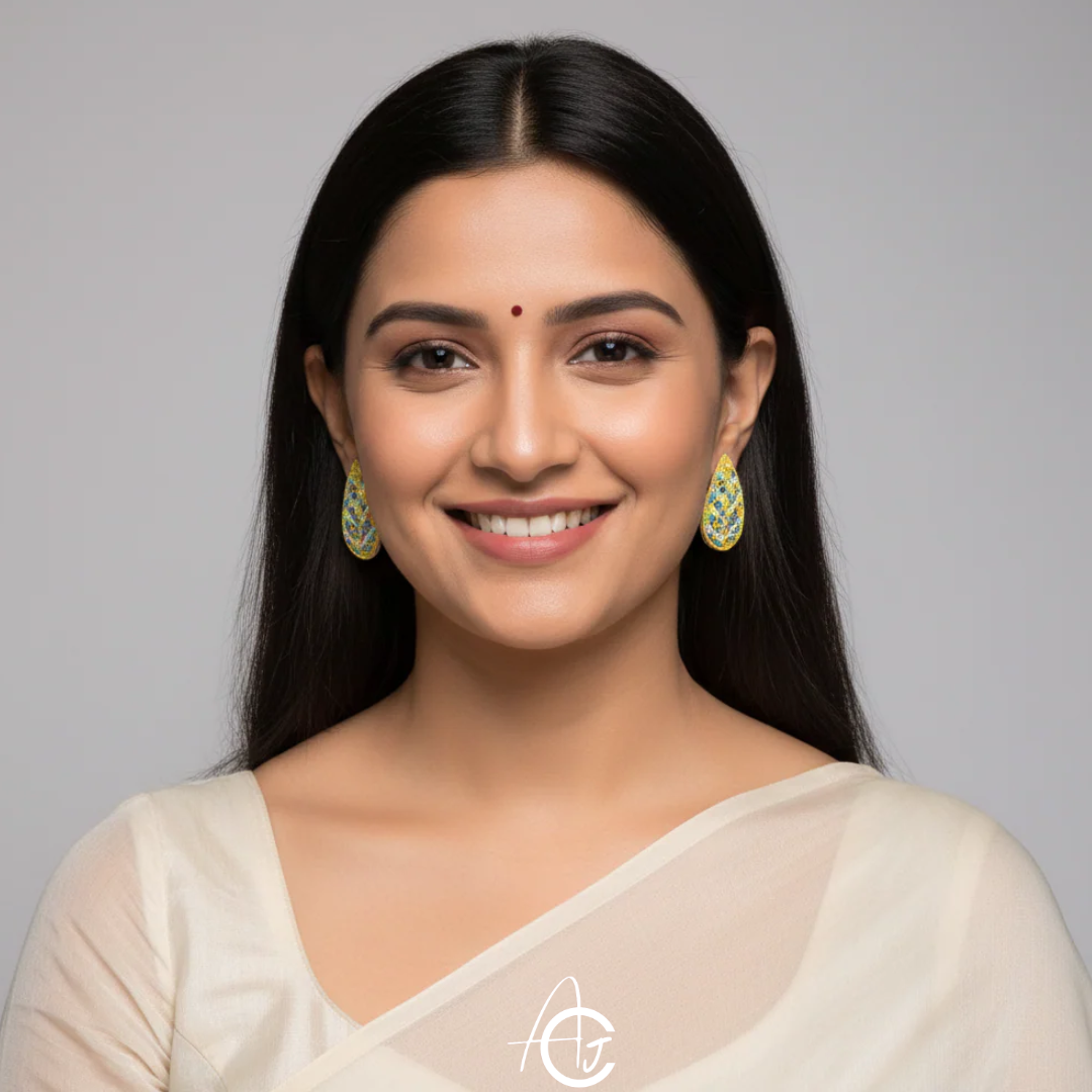 Beads Embroidered Earrings : Handmade