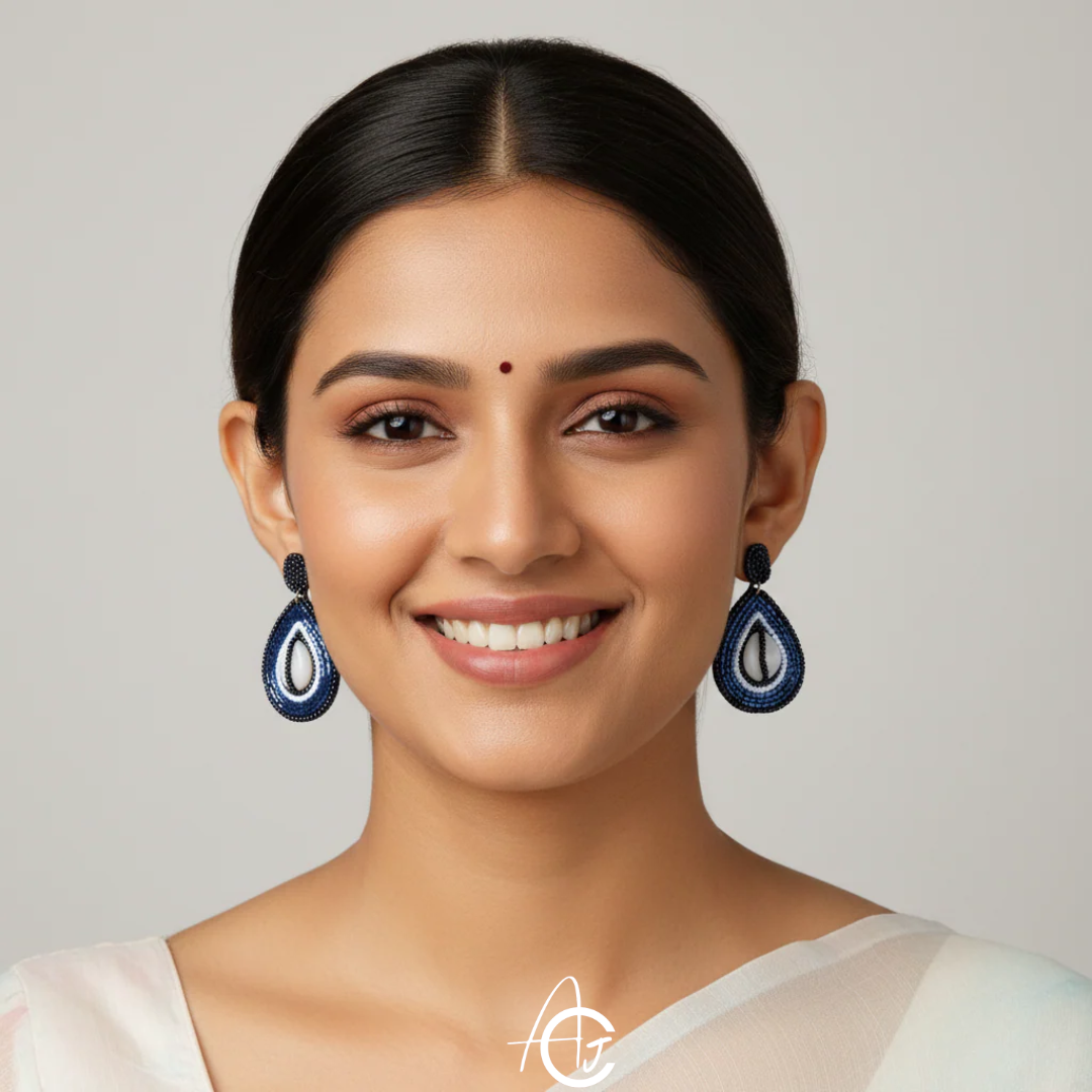 Kauri Embroidered Earrings : Handmade